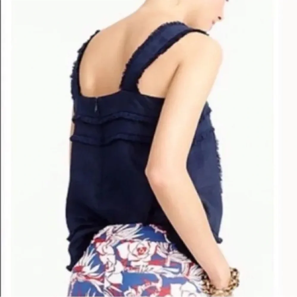 J CREW Linen Fringe Trim Tank Top (P)
